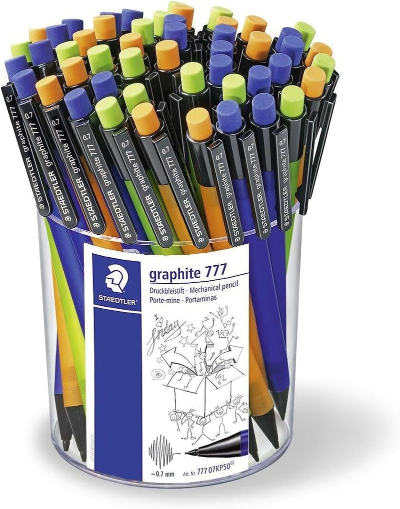 STAEDTLER STAEDTLER 777 07KP50 Druckbleistift graphite gefüllt mit B-Minen, Minendurchmesser 0,7 mm,