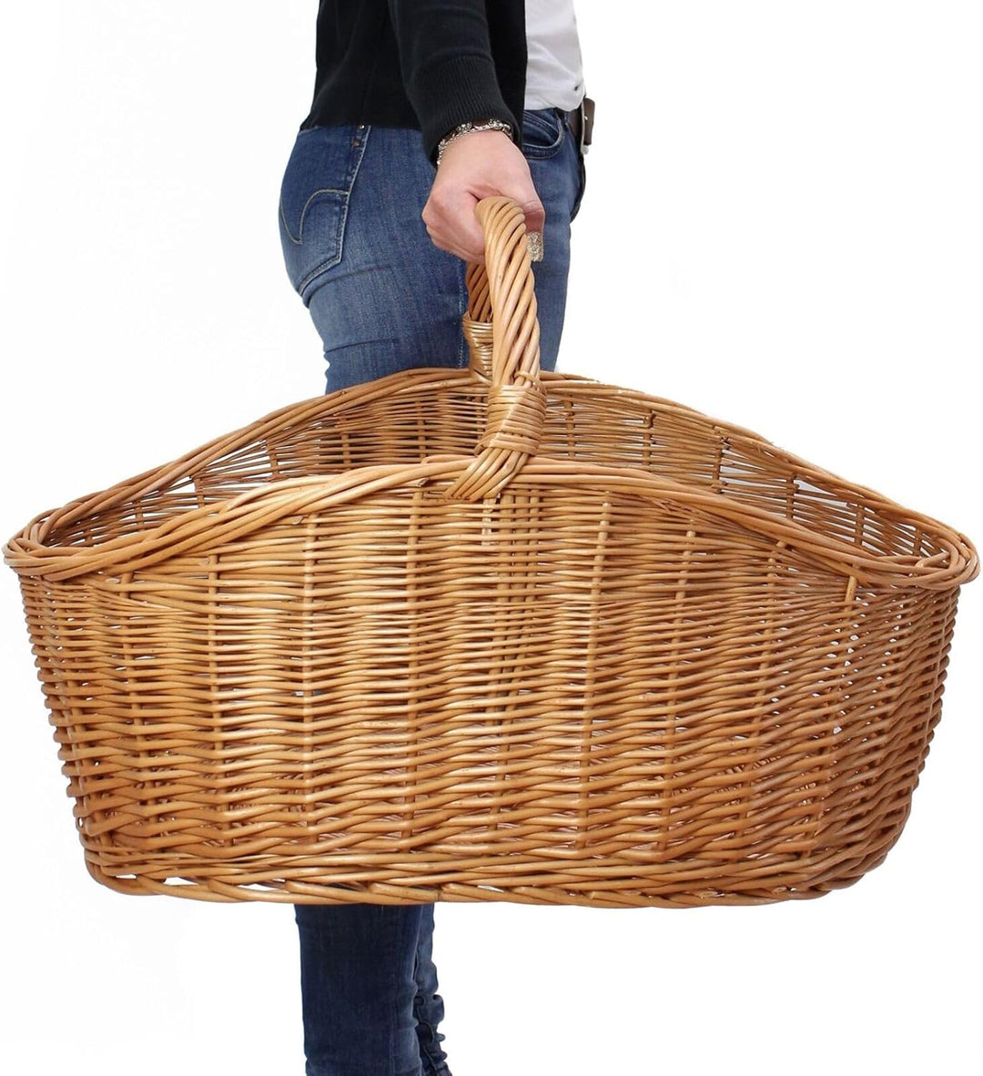 Dekoleidenschaft XXL Einkaufskorb Maxi aus Weide Natur, 68x49 cm gross, Tragekorb geflochten, Erntek