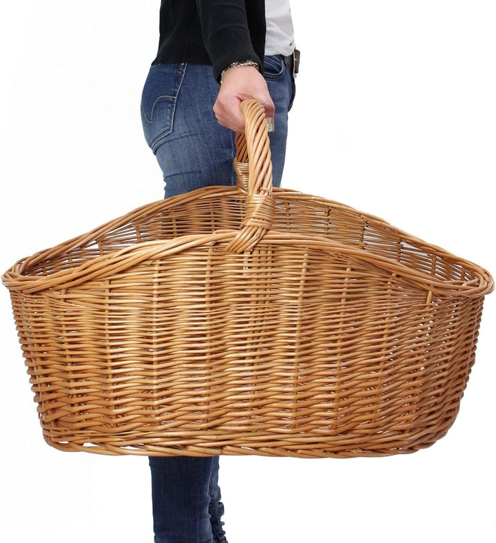Dekoleidenschaft XXL Einkaufskorb Maxi aus Weide Natur, 68x49 cm gross, Tragekorb geflochten, Erntek