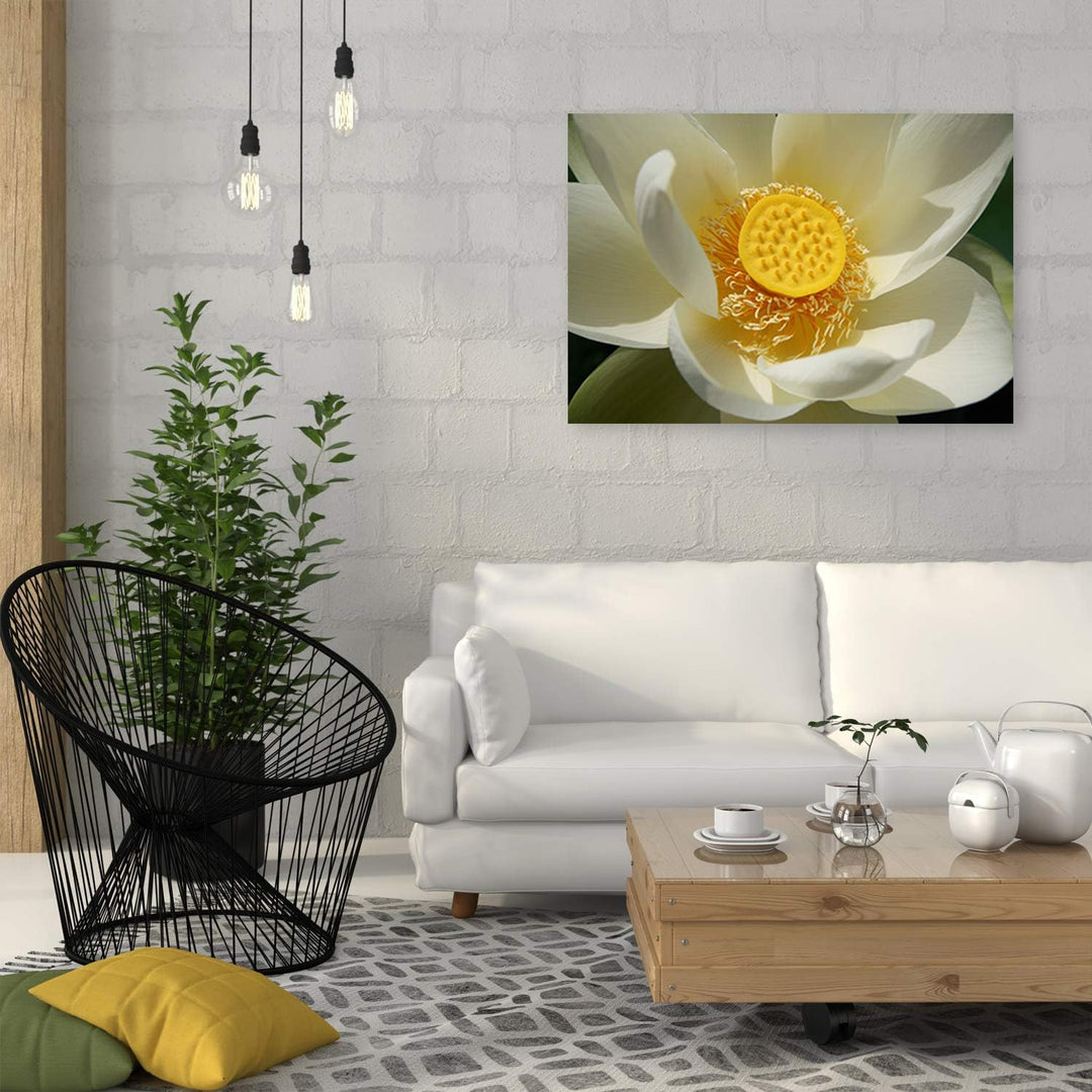 Feeby Bild auf Leinwand Blume Kunstdruck modern Natur Gelb 80x60 cm Leinwandbild 80x60 cm Gelb_A, Le