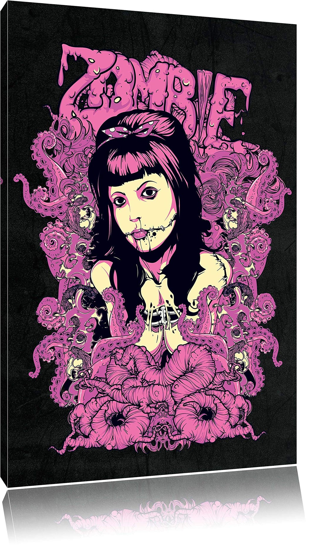 Dark the Zombie-Look black Leinwandbild Bild auf Leinwand, XXL riesige Bilder fertig gerahmt mit Kei