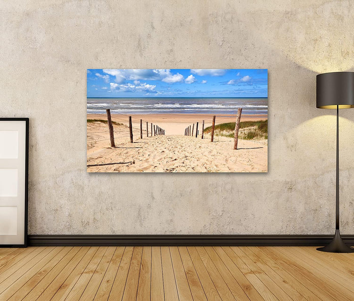Bild auf Leinwand Weg zum Sandstrand Nordsee Wandbild Poster Kunstdruck Bilder, 100L x 57B cm