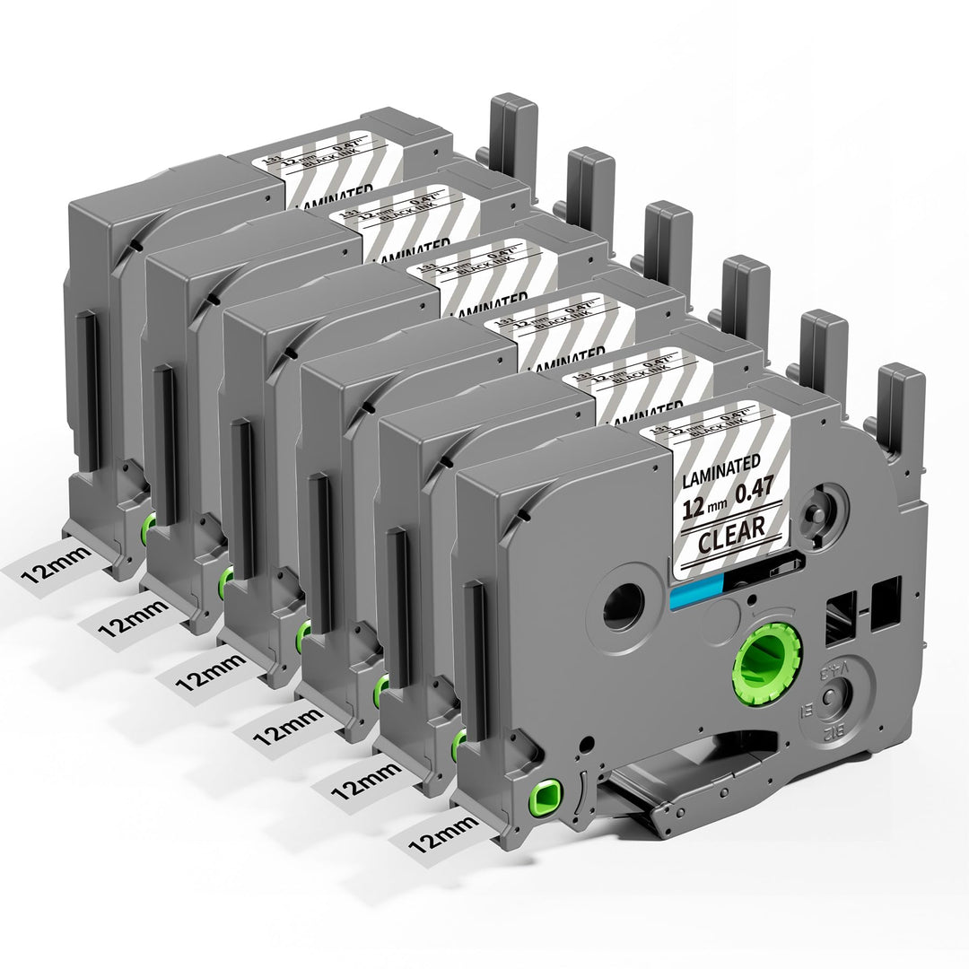 Markurlife 6-Pack Ersatz für Brother P-Touch Bänder TZe-131 12mm Schwarz auf Klar Laminierte Kompati