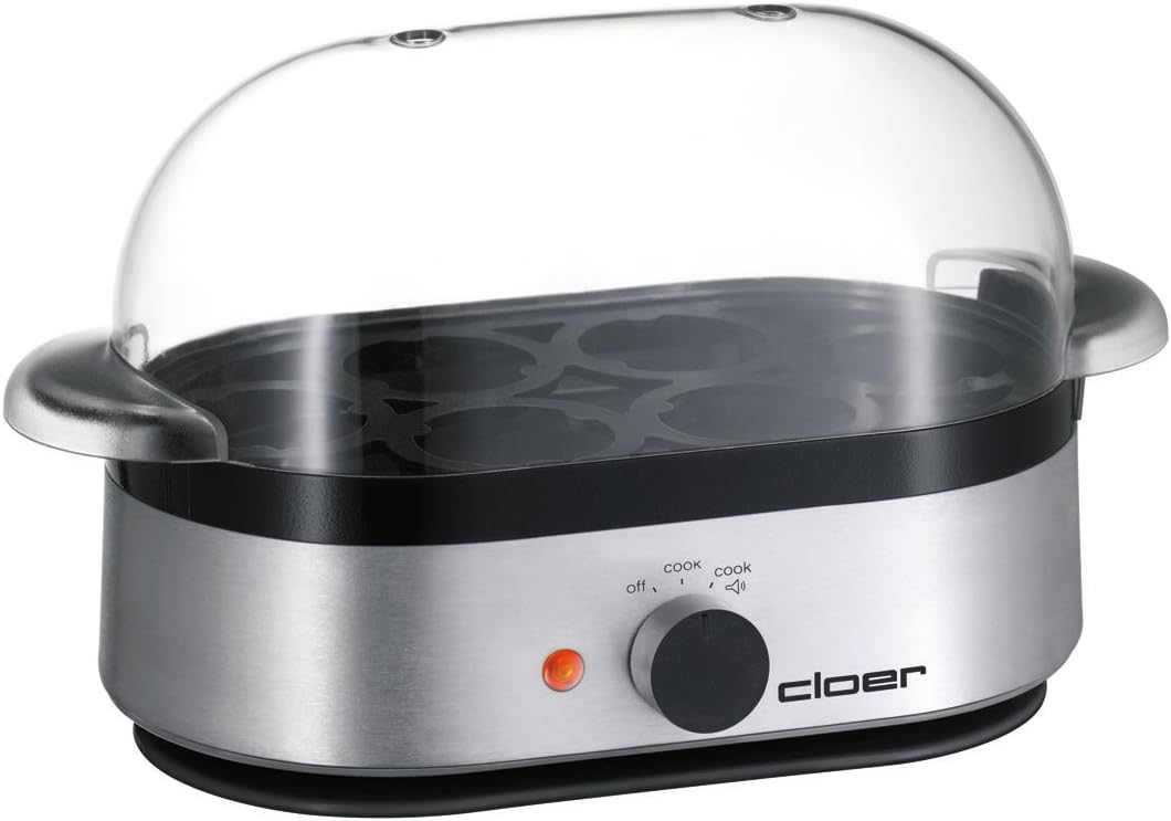 Cloer 6099 Eierkocher mit akustischer Fertigmeldung / 400 W / für 6 Eier / Einsätze für pochierte Ei