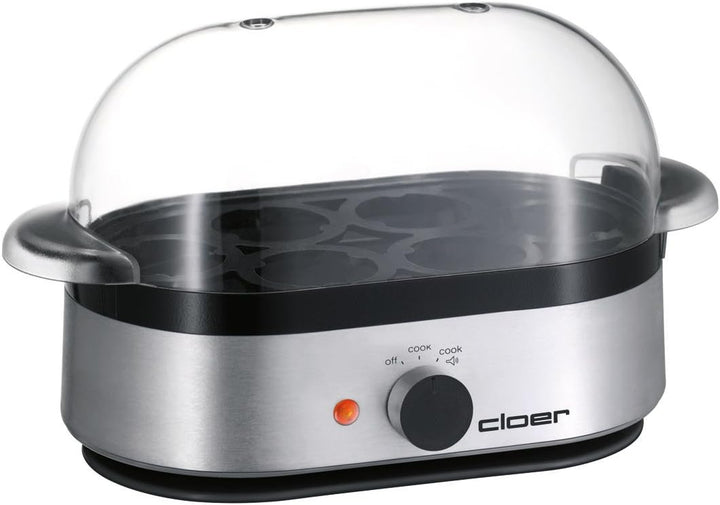 Cloer 6099 Eierkocher mit akustischer Fertigmeldung / 400 W / für 6 Eier / Einsätze für pochierte Ei