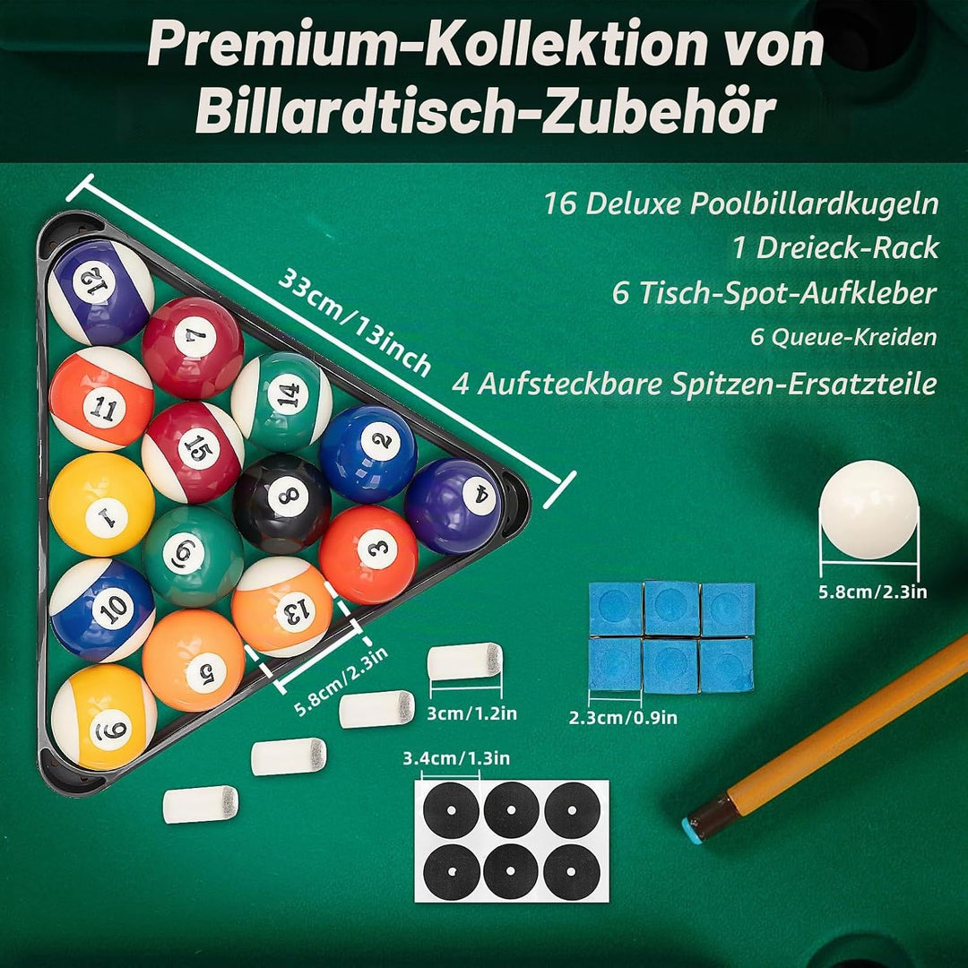 Billiard Pool Balls mit Billardkreide, Complete Set of 15 Pool Balls, Diameter 58mm Cue Ball Set for