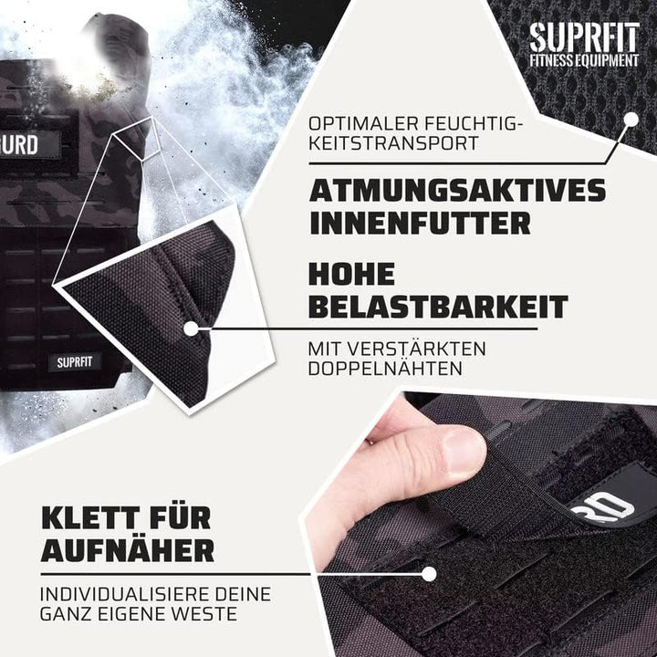SUPRFIT - Sigurd 3D Gewichtsweste für Calisthenics, Krafttraining &amp; Crossfit - Verstellbare Weight V