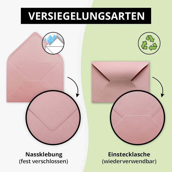 Briefumschläge in Alt-Rosa- 500 Stück - DIN C5 Kuverts 22,0 x 15,4 cm - Nassklebung ohne Fenster - W