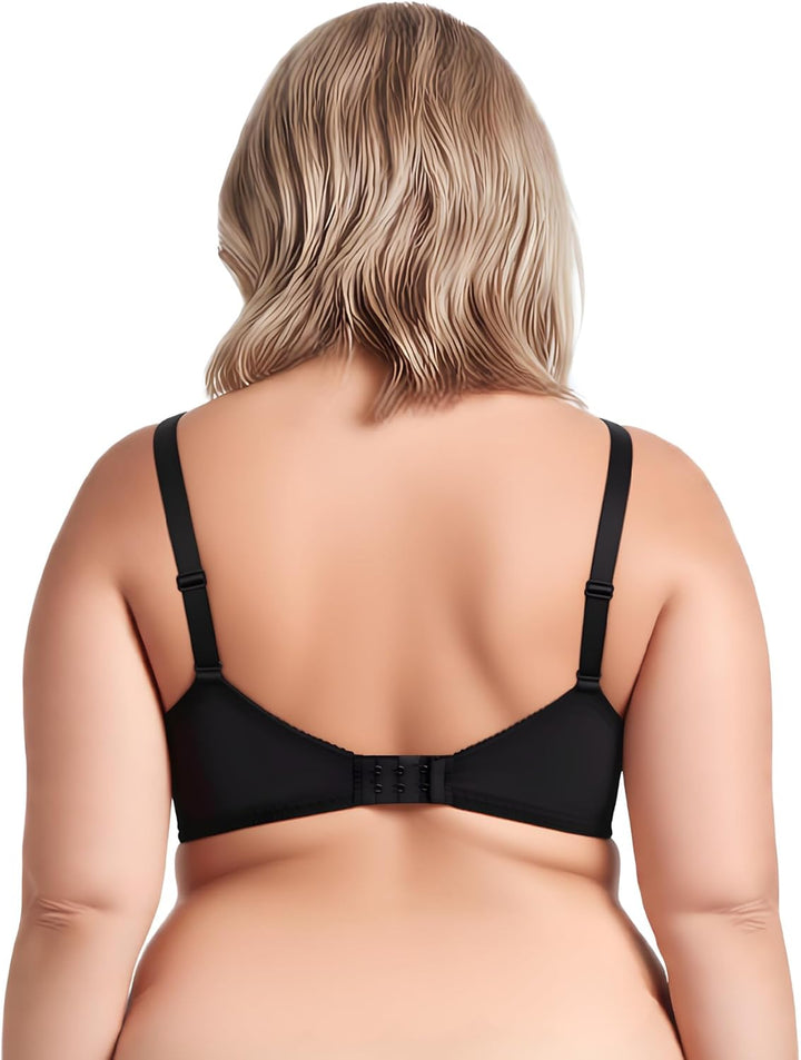 Curve Muse Damen Übergrösse Minimizer Bügel-BH mit Stickspitze - 2er Pack 80G Marine,weiss,schiefer(