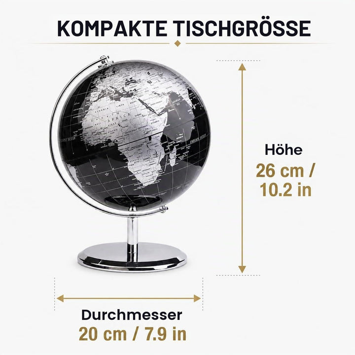 Exerz 20cm Globus - Englische Karte - Schüler-Globus - Mit Einem Metallfuss Pädagogisch/Geografisch/