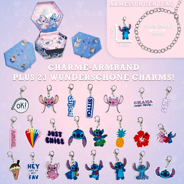 Disney Stitch Adventskalender 2023, Mädchen Charm Armband Weihnachten Countdown Kalender (Stitch Jew