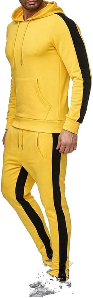 amropi Herren Trainingsanzug Jogginganzug Männer Kapuzenpullover und Jogginghose Sportanzug, Gelb