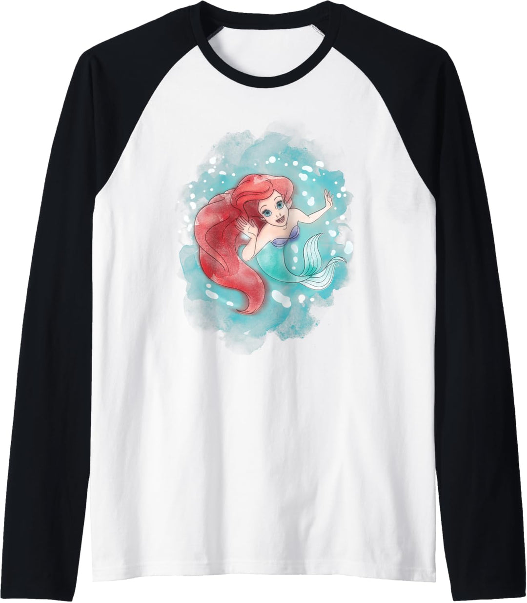 Disney The Little Mermaid Ariel Watercolor Swimming Portrait Raglan