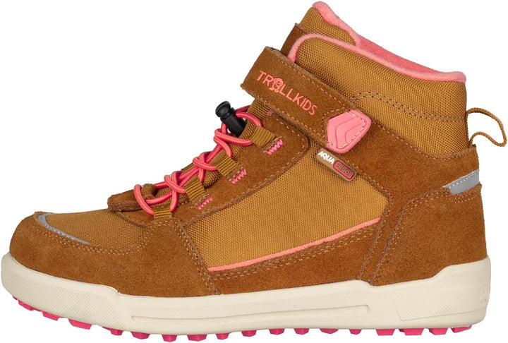 Trollkids wasserdichte knöchelhohe Kinder Schuhe mit echtem Leder GRYLLEFJORD 32 EU Caramel Salmon,