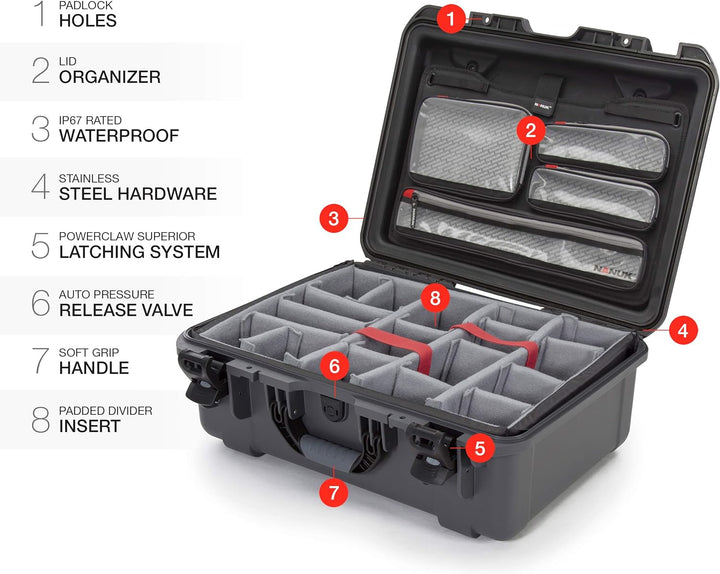 Nanuk 940 Wasserdichter Hartschalenkoffer Mit Gepolsterten Trennwänden und Organizer für Deckel - Gr