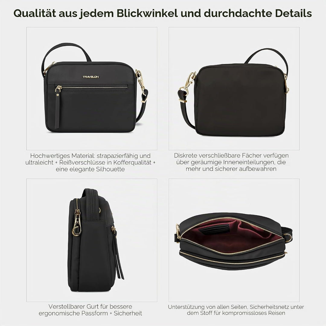 Travelon Unisex Addison Umhängetasche Einheitsgrösse Schwarz, Einheitsgrösse Schwarz