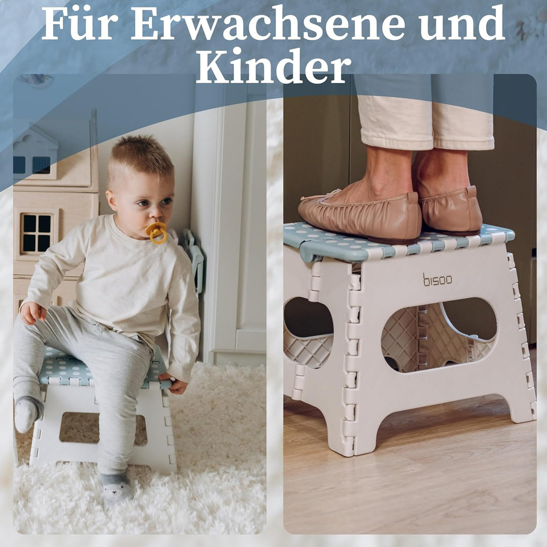 BISOO Tritthocker Kinder 22 cm - Klapphocker Faltbar 120Kg für Bad & Küche - Hocker Klappbar für Kin