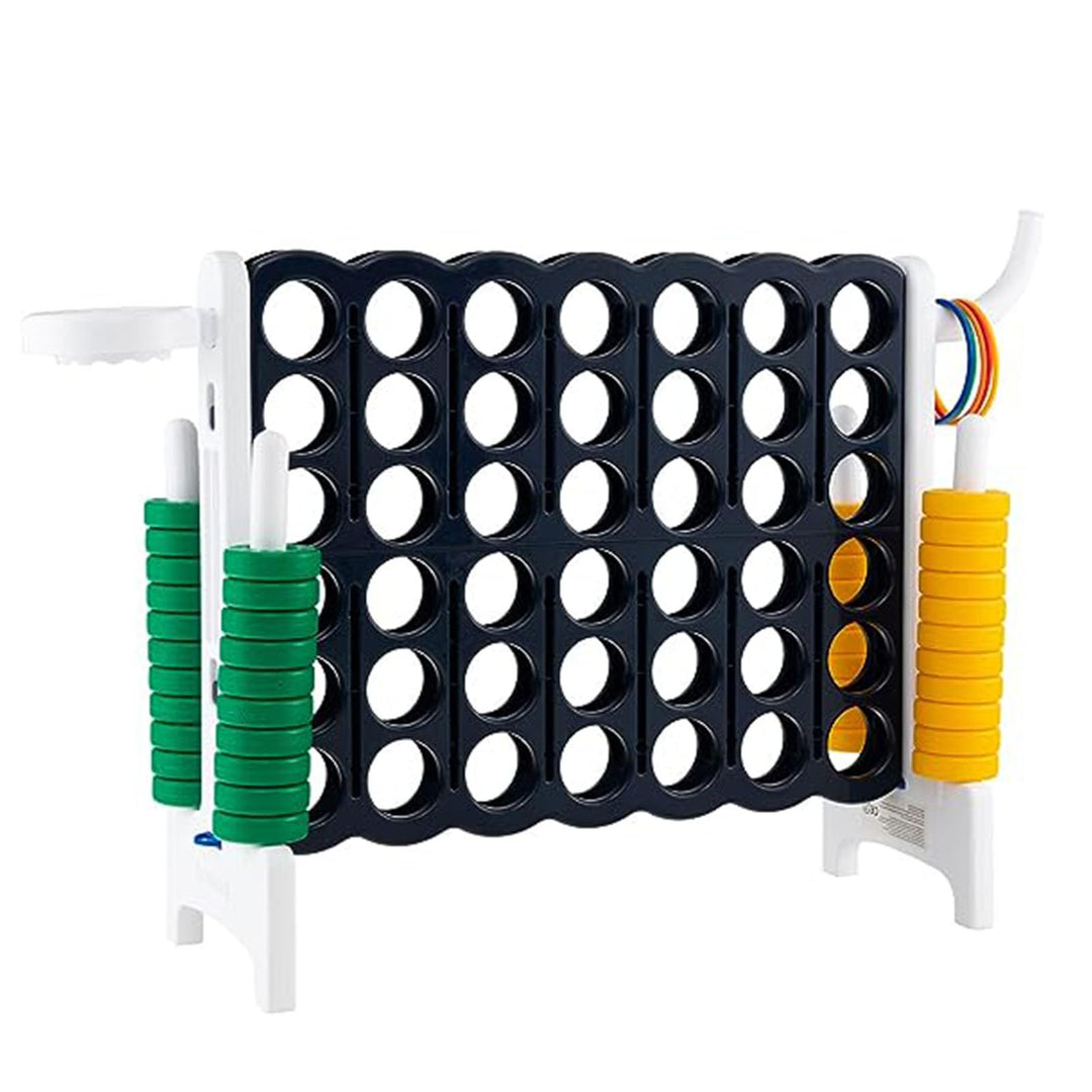 GOPLUS Riesiges 4 Gewinnt Spiel, Strategiespiel mit 42 Ringen, Basketballkorb & Wurfspiel & Schnells