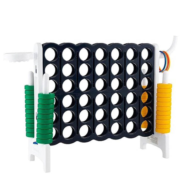 GOPLUS Riesiges 4 Gewinnt Spiel, Strategiespiel mit 42 Ringen, Basketballkorb & Wurfspiel & Schnells