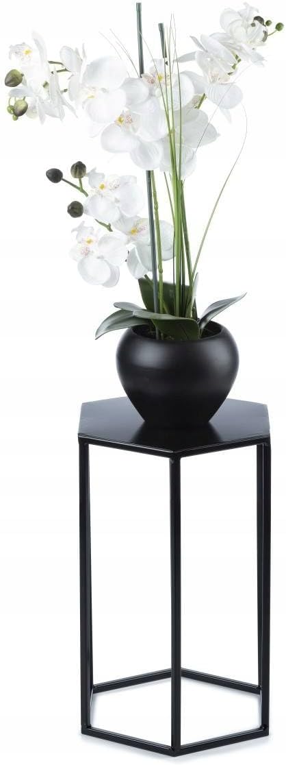Blumenständer Metall 40 cm Hoch - Solider Blumenhocker in Sechseckiger Form - Schwarz Pflanzenstände