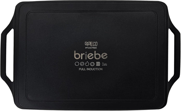 briebe Black Titanium Grillplatte Induktion, Antihaft Titanium, Aluminiumguss, Grillpfanne Bratblech