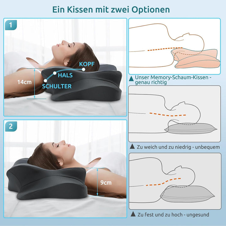 DONAMA Memory Foam Kissen ergonomisches Nackenkissen Kopfkissen Seitenschläferkissen für Seiten, Rüc