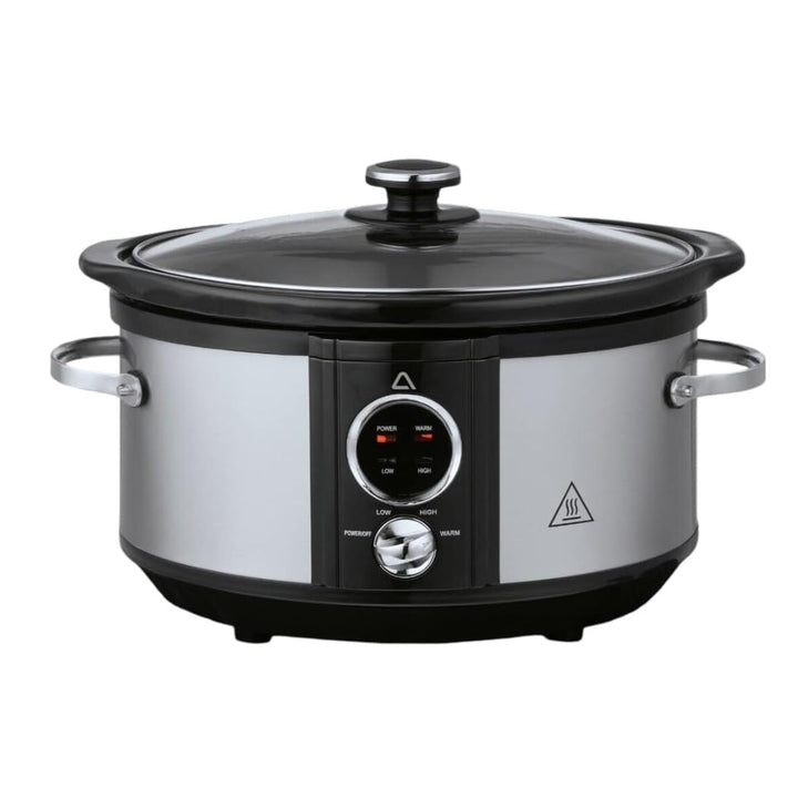 Schongarer 3,5 L Slowcooker Speisenwärmer Keramik-Gartopf Multikocher aus Edelstahl mit Antihaftbesc