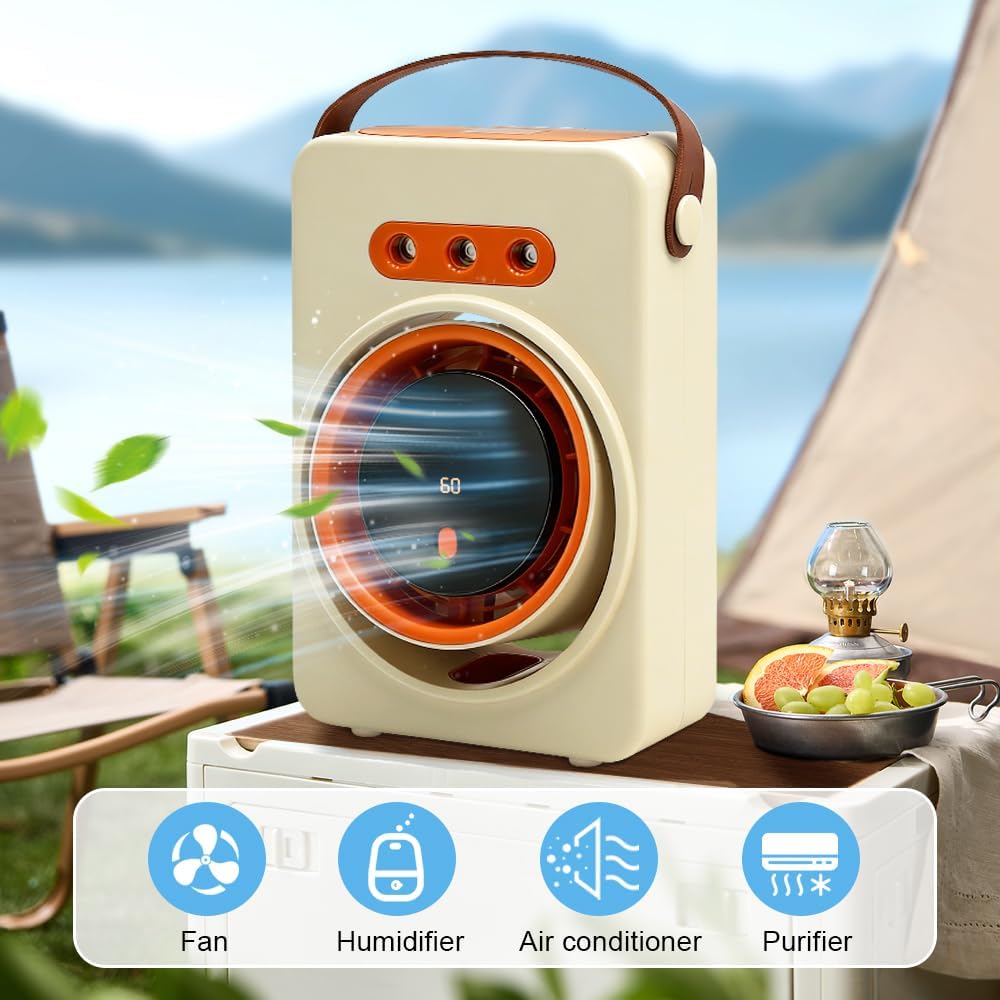 Mini Klimaanlage Mobil Portable, Ventilator Leise mit Wasserkühlung, Luftkühler mit Wasser, usb Vent