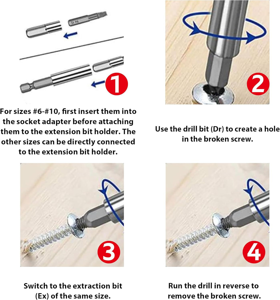 22 Stück Schraubenausdreher Set, Linksausdreher Set, Schraubenlöser für Beschädigte Schraube aus Sch