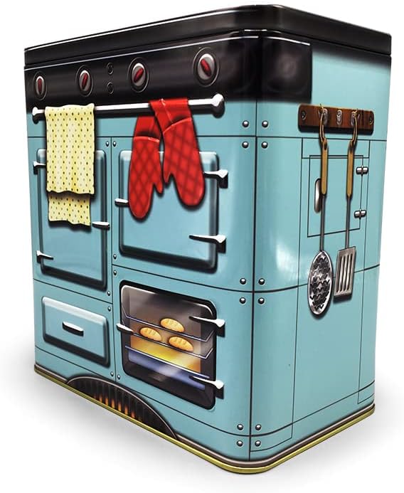 Blechdose in Retro-Stil Backofen blau, Keksdose, Aufbewahrung, ca. 18x10x22 cm Volumen: 2500 ml, Bac