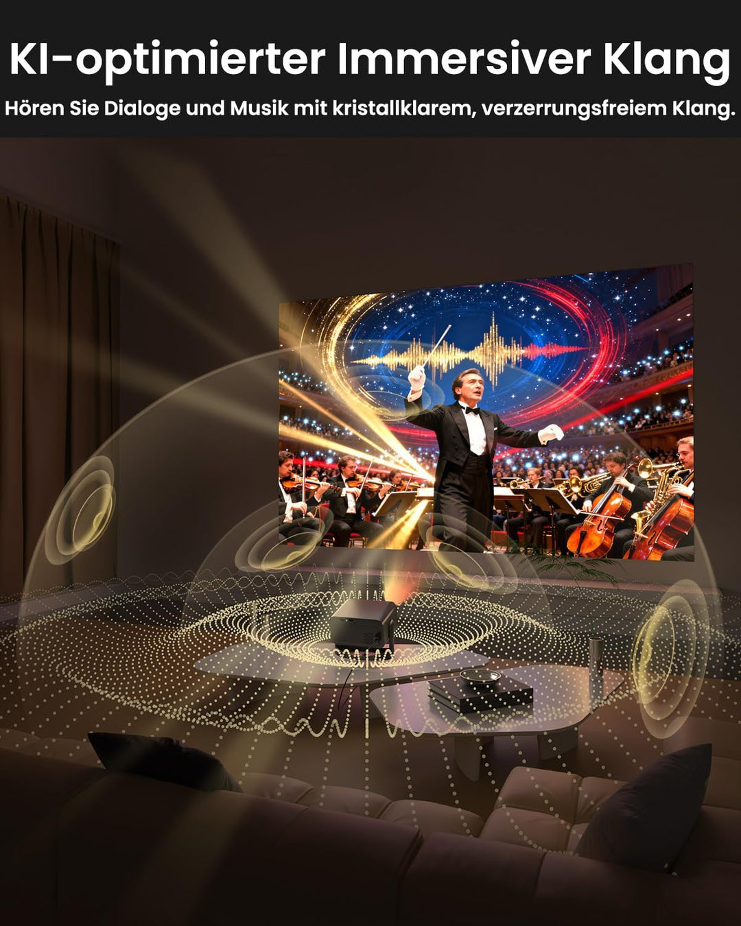Mini Beamer Unterstützt 4K 1080P, UCOCARE Smart Projector Integrierte APP, Dual-WiFi & Bluetooth Pro