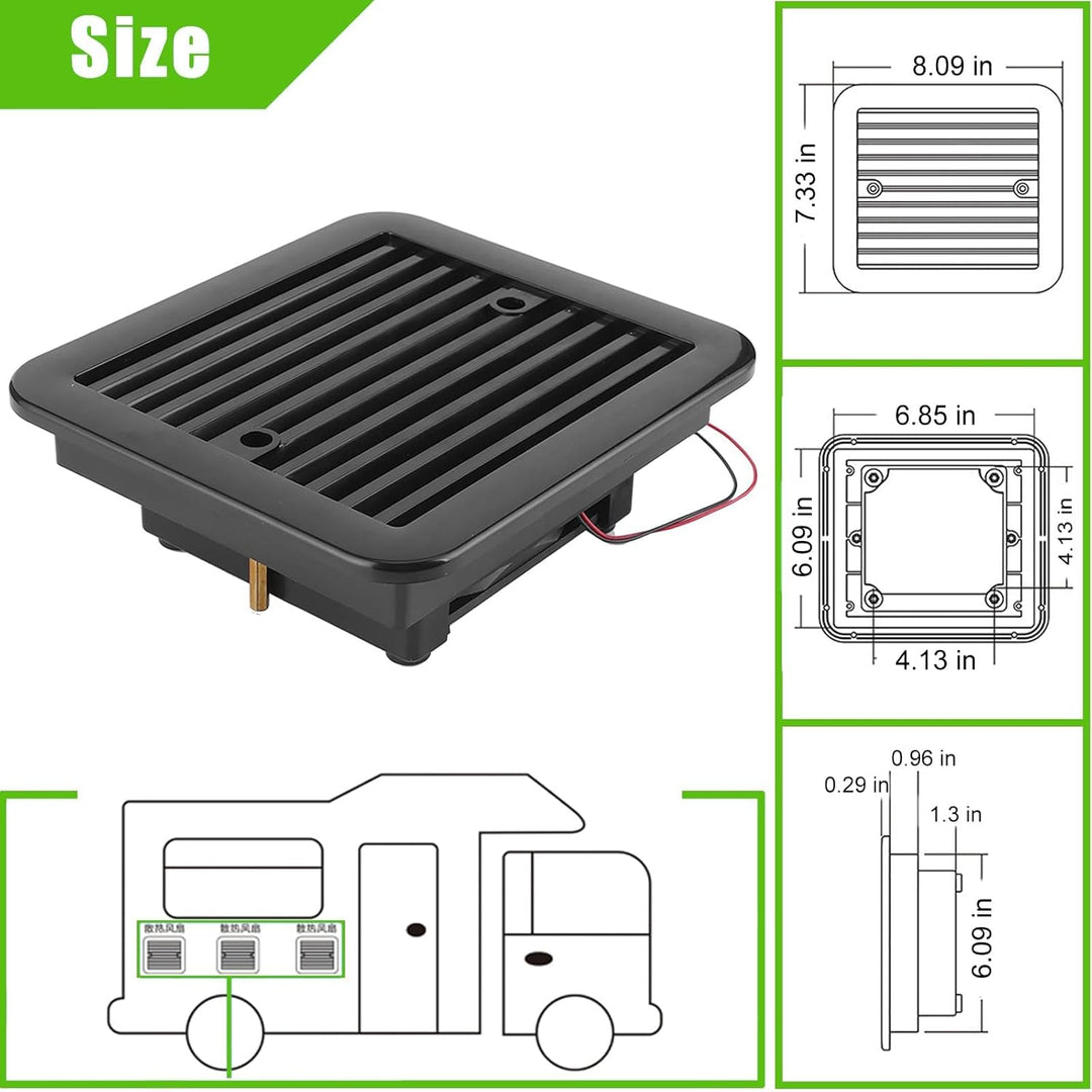 AUTOXBERT Lüftungsventilator für Wohnwagen, 2,4W 12V Lüftungsventilator geräuscharmes Lüftungsgebläs