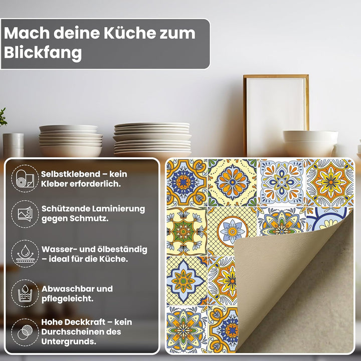 DIMEX Küchenrückwand Folie selbstklebend Zierfliesen Gelb | Klebefolie - Dekofolie - Spritzschutz fü