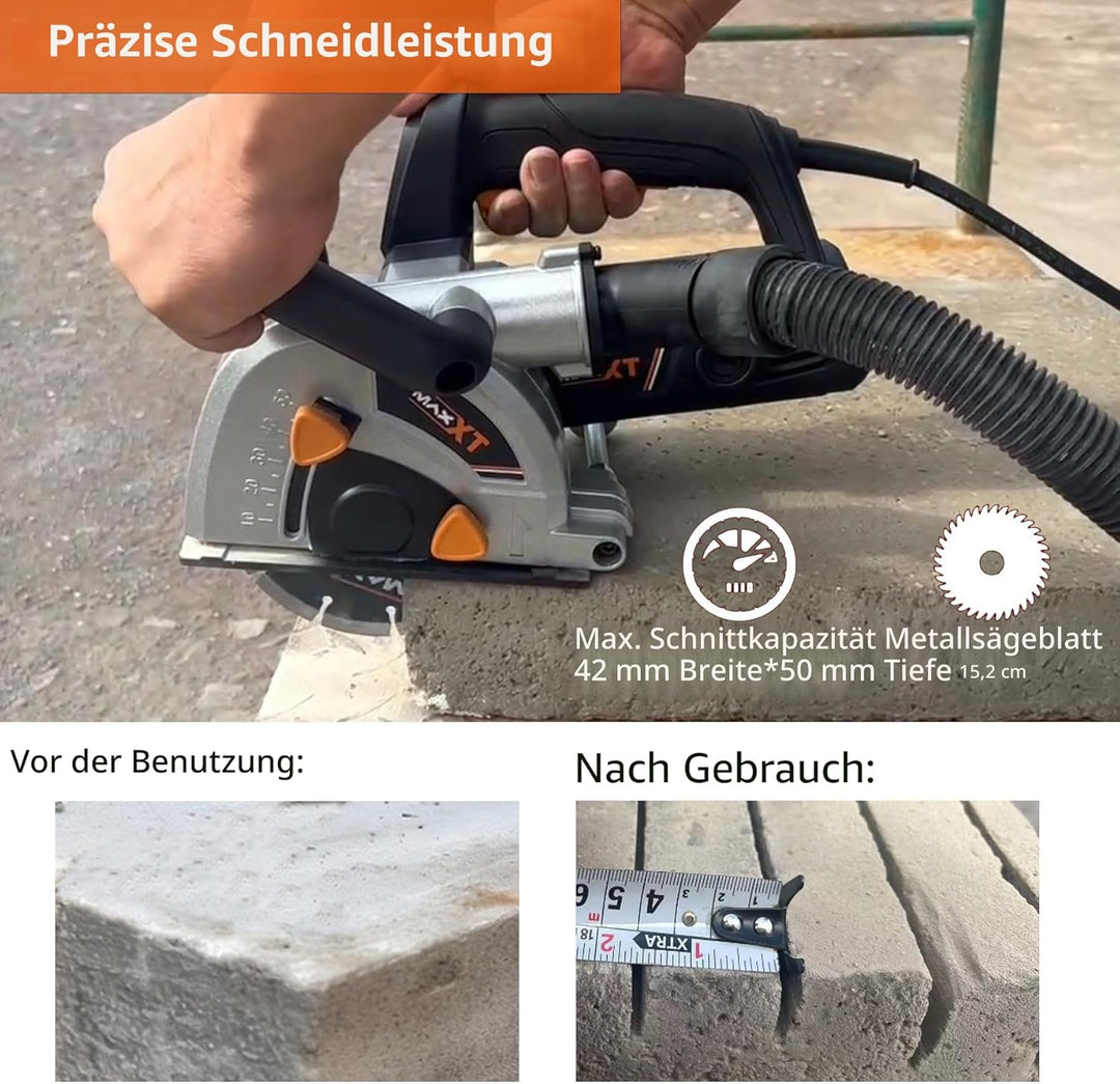 MAXXT Mauernutfräse Schlitzfräse，1700W Mauerfrase Wandfräse 7000 U/min，Schlitzmaschine für 150mm Kab