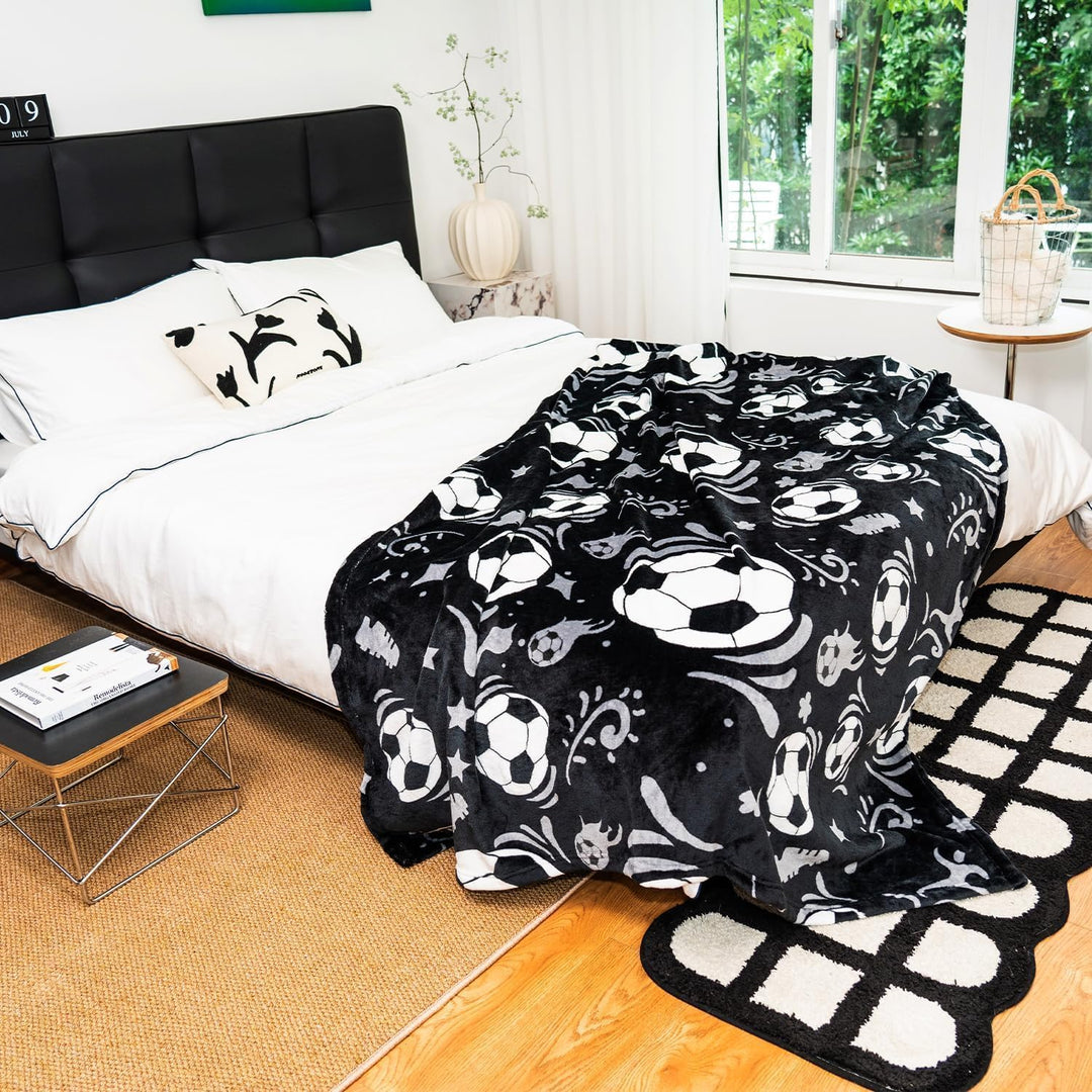Fussball Kuscheldecke für Kinder,Championsliga Sport Fussball Decke Kinder Weich Flauschig Fleecedec
