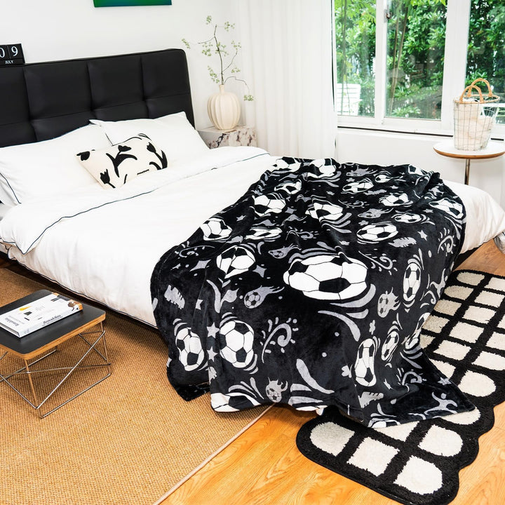 Fussball Kuscheldecke für Kinder,Championsliga Sport Fussball Decke Kinder Weich Flauschig Fleecedec