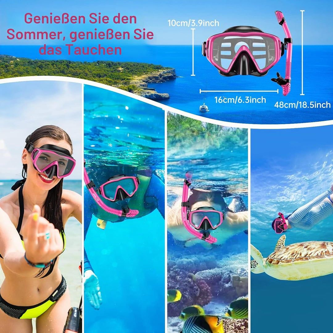 JEMULICE Schnorchelset Erwachsene, Schnorcheln Set mit Taucherbrille und Dry Schnorchel für Herren u