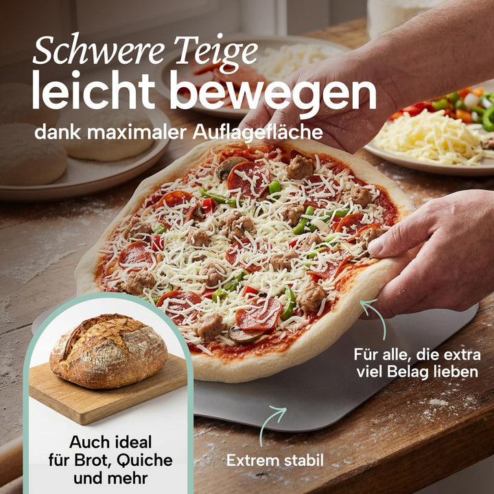 Blumtal Pizzaschieber mit grosser Fläche und abnehmbaren Griff - 30,5cm x 30,5cm Pizzaschaufel Alumi