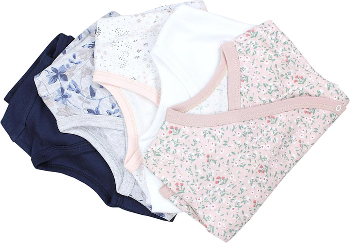 TupTam Baby Langarm Wickelshirt 5er Set aus Oeko-TEX zertifizierten Stoffen Unisex 50 Blumen Mix Gra