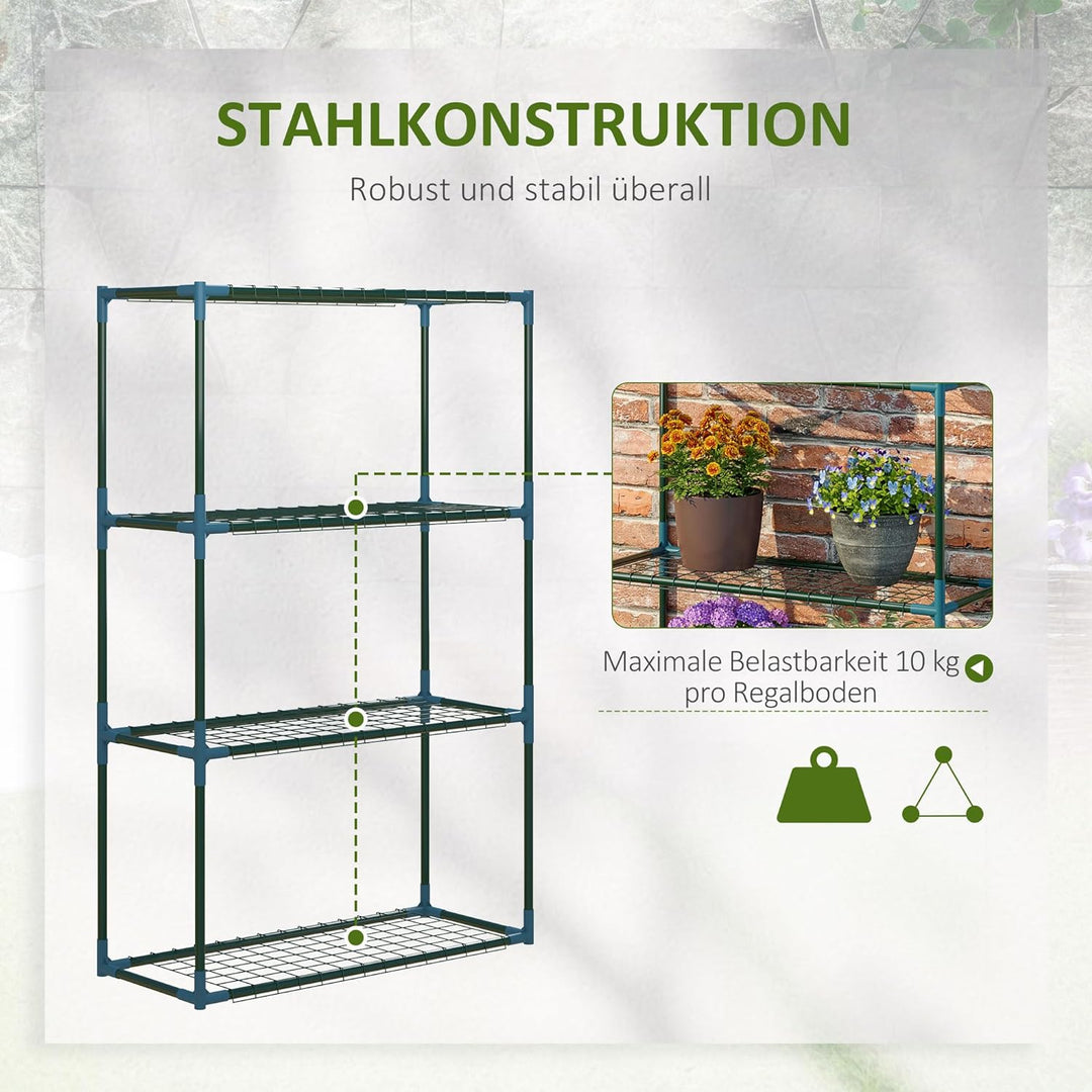 Outsunny Pflanzenregal 2er Set, Pflanzenständer mit 4 Etagen, Blumenständer, Blumenregal für Balkon,