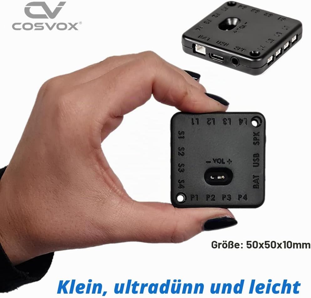 COSVOX Cosplay-Soundeffektmodul + LED-Lichtset. DIY beschreibbarer MP3-Soundchip mit 4 Drucktasten,