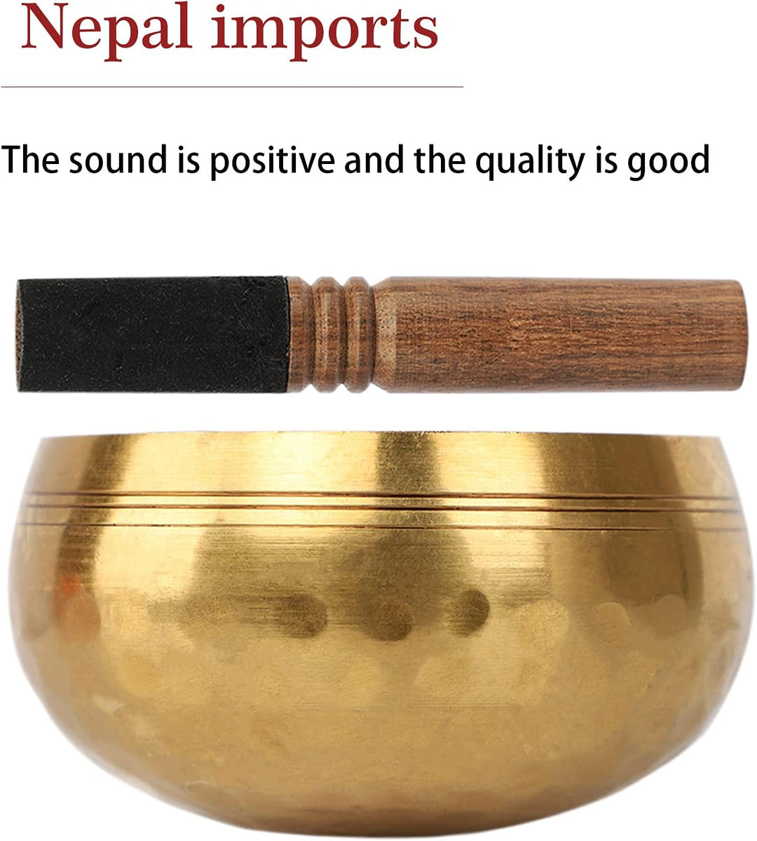 Klangschale Set mit Lederklöppel Klangtherapie Nepal Handgefertigt Klangschale Tibetisch Singing Bow
