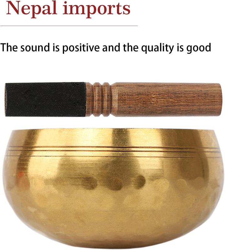 Klangschale Set mit Lederklöppel Klangtherapie Nepal Handgefertigt Klangschale Tibetisch Singing Bow