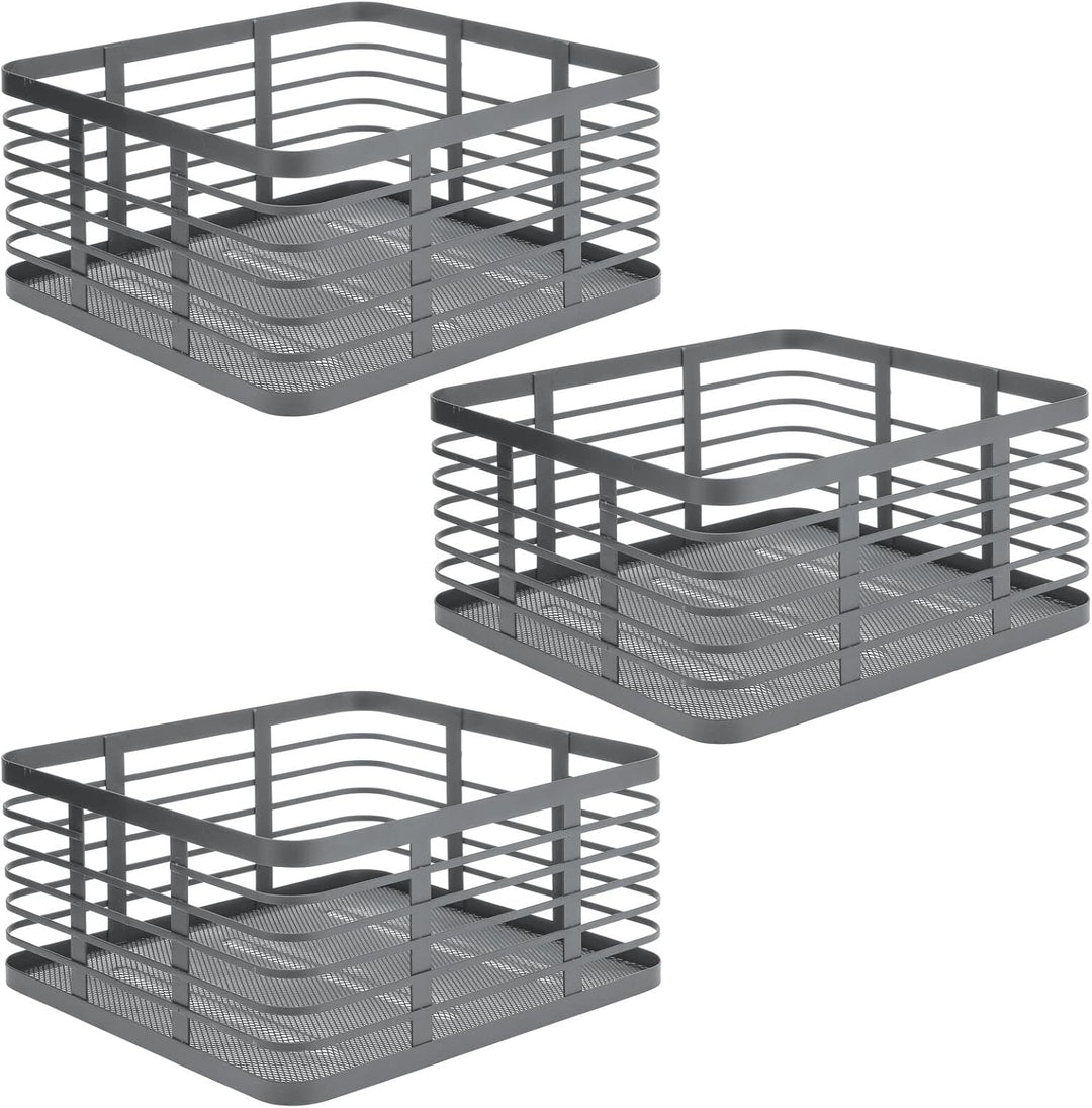 mDesign Allzweckkorb aus Metalldraht – praktischer Aufbewahrungskorb für Küche und Haushalt – kompak