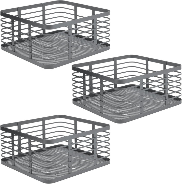 mDesign Allzweckkorb aus Metalldraht – praktischer Aufbewahrungskorb für Küche und Haushalt – kompak