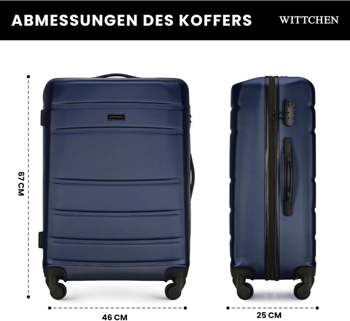 WITTCHEN Mittlerer Koffer Trolley Koffer Reisekoffer aus ABS Hartschalen Trolley 4 Rollen Kombinatio