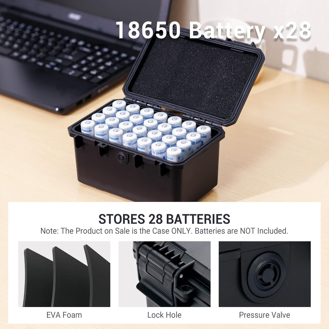 KIWIFOTOS Batterie-Organisator Hartbox für 18650 Batterien, stossfest und wasserdicht Batterie-Lager