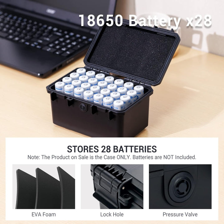 KIWIFOTOS Batterie-Organisator Hartbox für 18650 Batterien, stossfest und wasserdicht Batterie-Lager