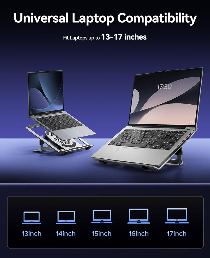 ORICO Laptop Ständer aus Aluminium mit USB-Lüfter, Ergonomisch, Höhenverstellbar und Klappbar für La