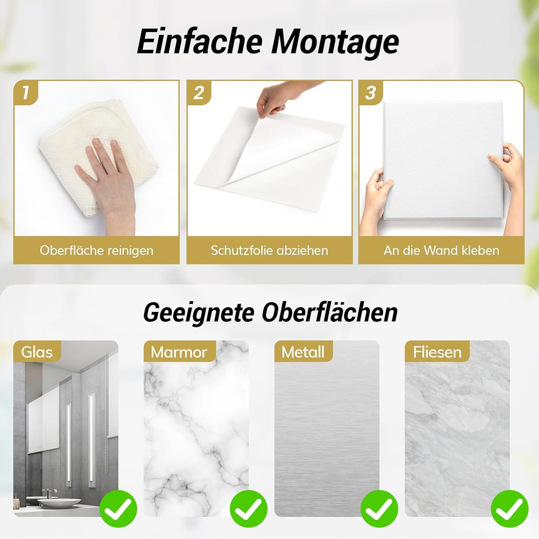 TONOR Akustikpaneele selbstklebend, 18 Stück Quadratische 30x30x0,9 cm Schalldämmung Schallschutz Ak